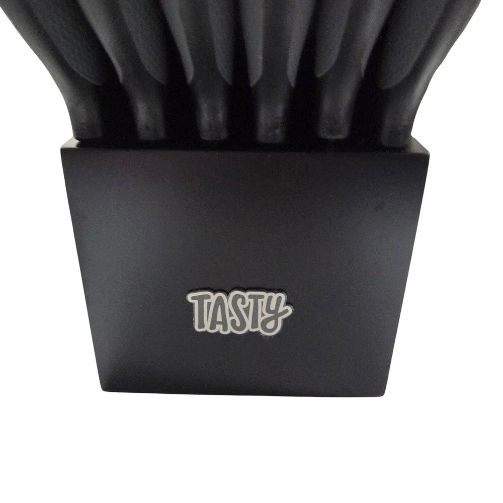 Tasty 11 Piece Knife Block Set Multi Color Soft Grip Handles Black Storage Block
